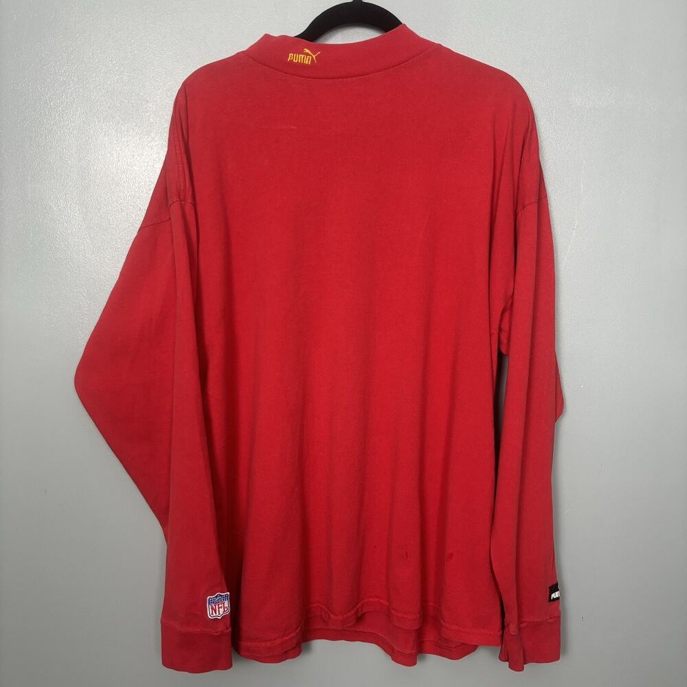 Vintage Kansas City Chiefs Puma Long Sleeve Mock Neck Shirt XL Red KC